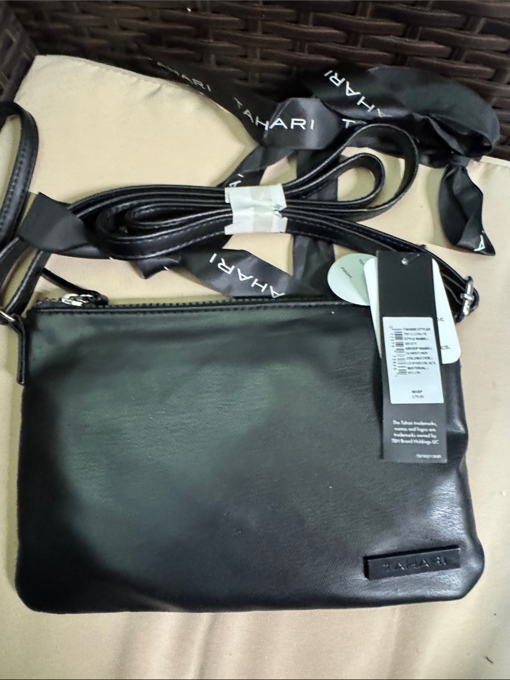 Tahari Black Crossbody Bag with Leopard Print Pouch - Picture 2 of 3